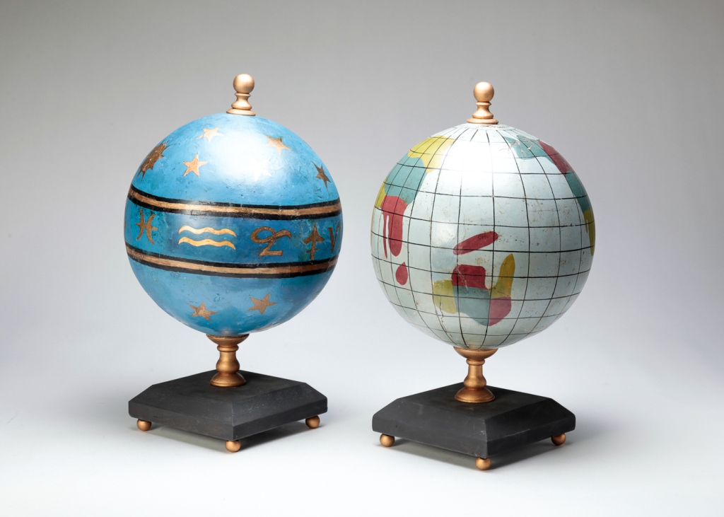 Appraisal: TWO MASONIC LODGE GLOBES Late th century Papier mache terrestrial