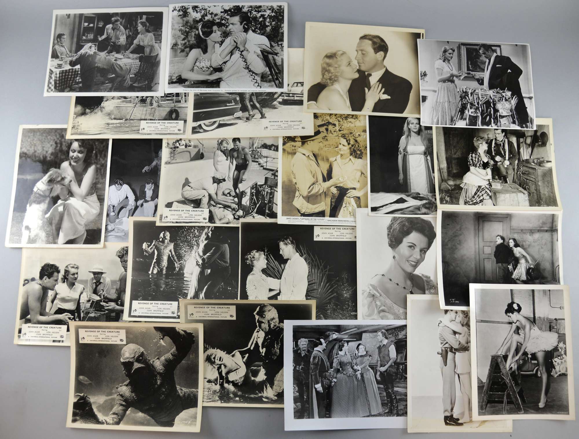 Appraisal: approx vintage black white film stills from the 's -