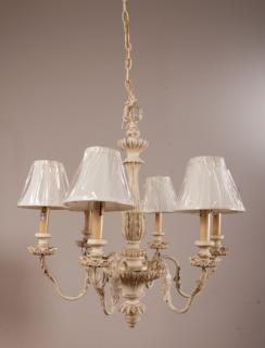 Appraisal: A Homestead Shoppe Chandelier Cream colored antiqued chandelier features six