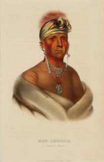 Appraisal: CIRCA HAND COLORED LITHO OF KANSAS CHIEF Portrait of Mon-Chonsia