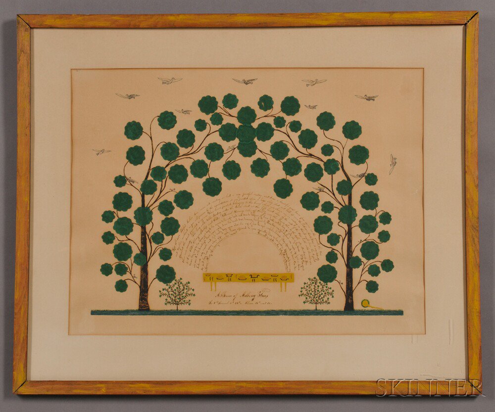 Appraisal: Silkscreen Reproduction of a Shaker Inspirational Drawing mid- th century