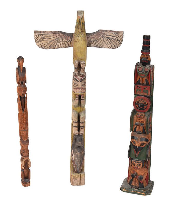 Appraisal: Three Northwest Coast Totems early to mid th century th