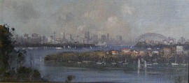 Appraisal: Robert J Wilson born City Skyline oil on board signed