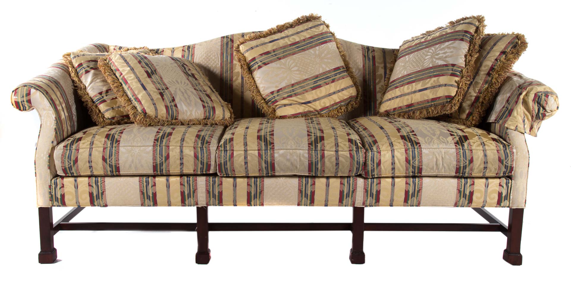 Appraisal: Chippendale style upholstered sofa Hickory Chair Company camel back rolled