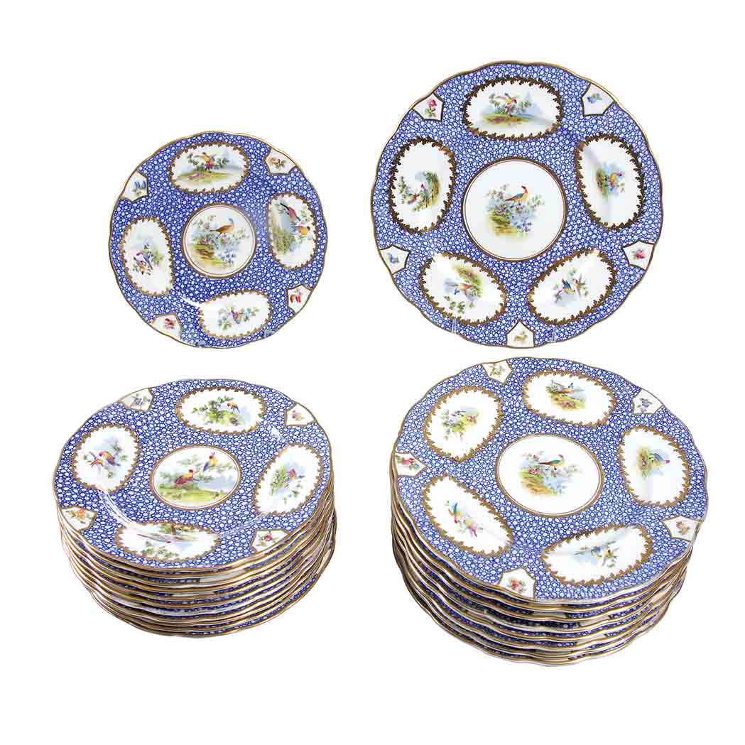 Appraisal: Crescent Porcelain Partial Dinner Service Comprising thirteen dinner plates and