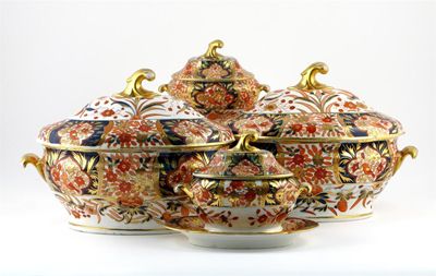 Appraisal: A Coalport part dinner service painted in the Imari palette