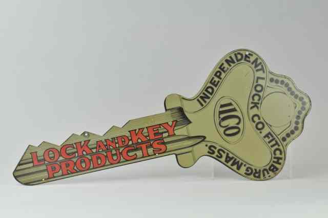 Appraisal: LOCK AND KEY DIE-CUT TRADE SIGN Large key sign done