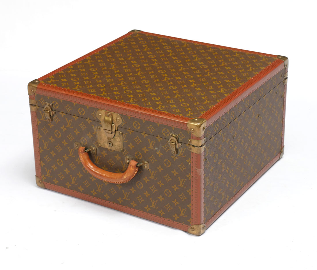 Appraisal: VINTAGE LOUIS VUITTON MONOGRAMMED HAT BOX- Monogrammed LV logo embossed