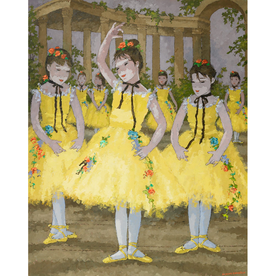 Appraisal: Suzanne Eisendieck - German BALLET D ENFANTS Oil on canvas