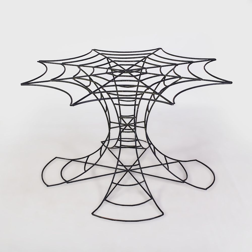 Appraisal: Black Painted Metal Spider Web Table in x ft Condition