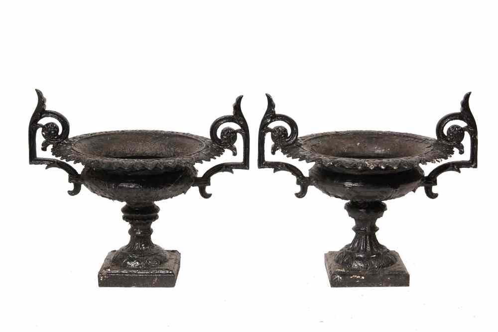 Appraisal: PAIR CAST IRON PLANTERS - Mid th c American Cast