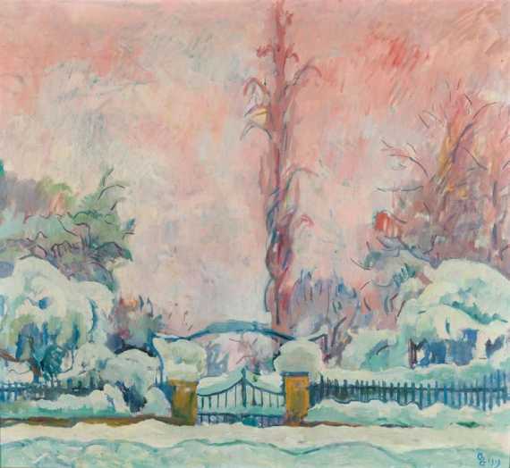 Appraisal: GIACOMETTI GIOVANNI Stampa - Glion Nevicata Schneefall snowfall Oil on