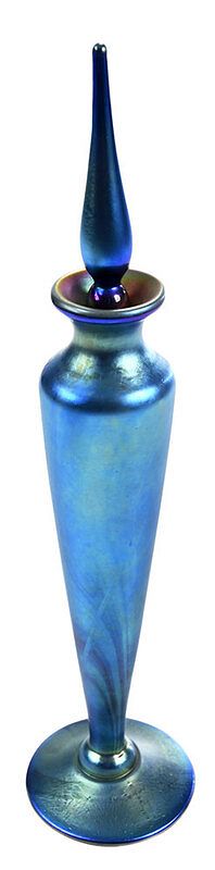 Appraisal: Blue Favrile Art Glass Perfume Bottle and Stopper American early