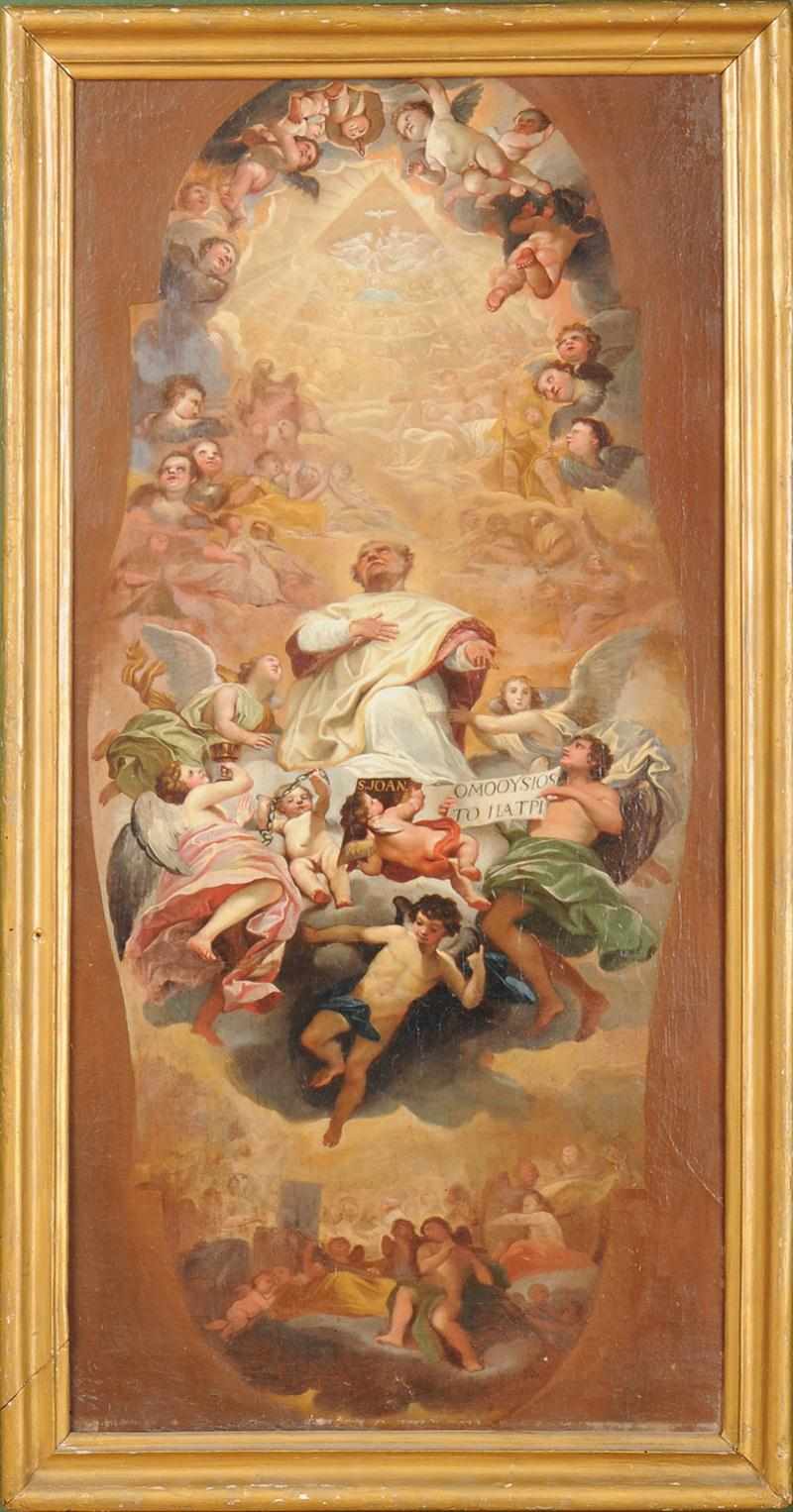 Appraisal: ITALIAN SCHOOL ST JOHN ASCENDING Oil on canvas relined Provenance