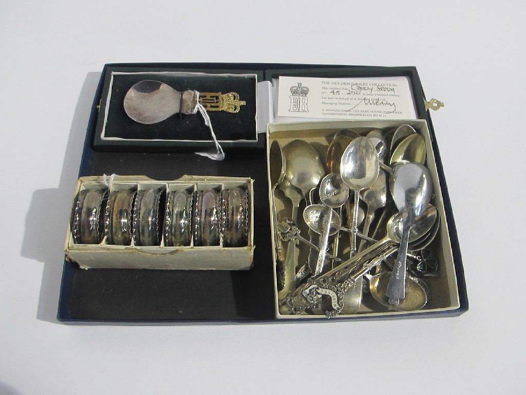 Appraisal: A lot comprising a cased set of six silver napkin