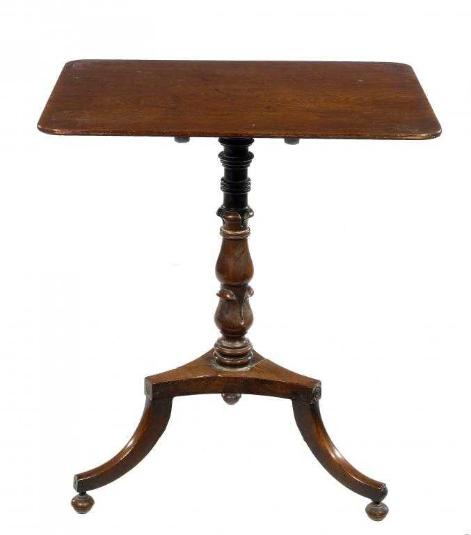 Appraisal: A GEORGE IV MAHOGANY TRIPOD TABLE the oblong top on