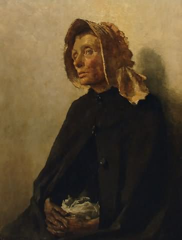 Appraisal: Quaker woman seated with handkerchief oil on canvas x SLL