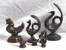 Appraisal: Seven bronze Asian weights in the form of various birds