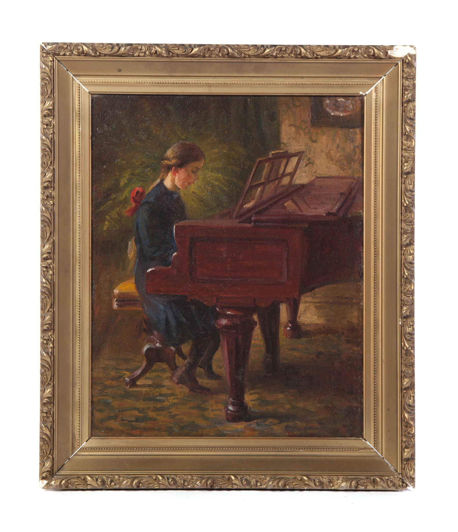 Appraisal: GIRL AT PIANO BY MARION SWINTON NEW YORK D Oil