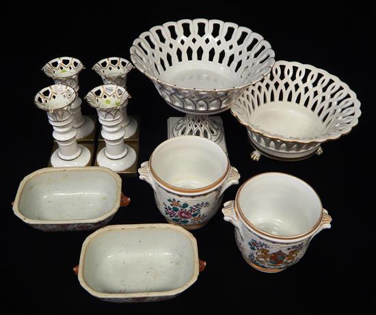 Appraisal: Porcelain ten pieces Continental and Chinese Export two piece compote