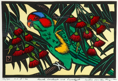 Appraisal: LESLIE VAN DER SLUYS b - Musk Lorikeet and Eucalypt