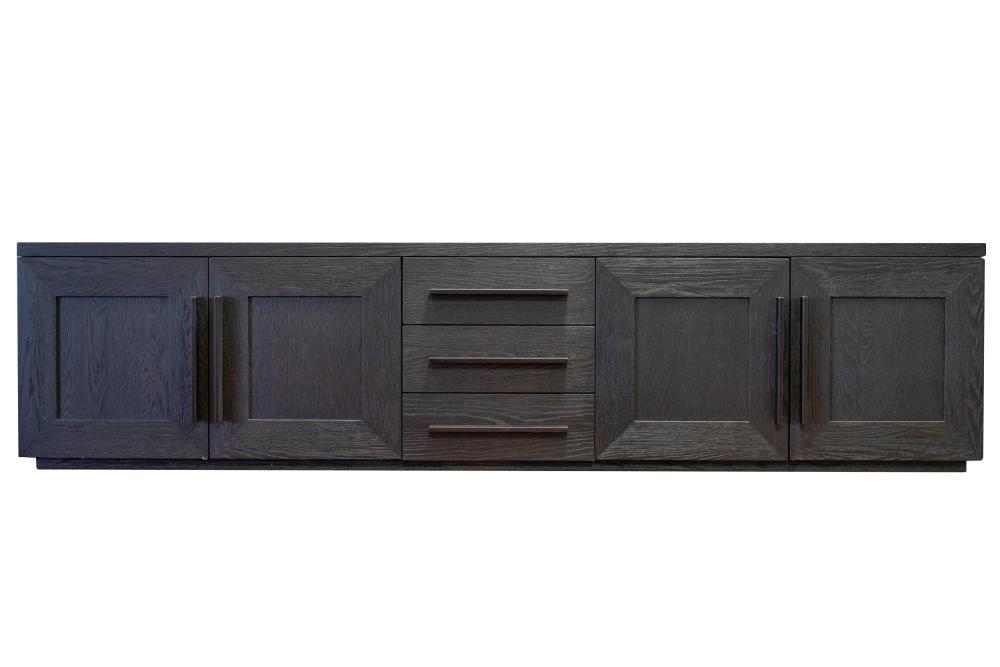 Appraisal: CONTEMPORARY EBONIZED ENTERTAINMENT CONSOLEwith cut out back for wires inches