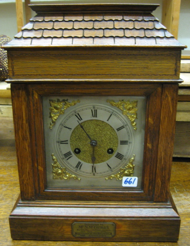 Appraisal: AN OAK BRACKET CLOCK English c the oak case housing