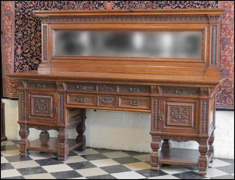 Appraisal: TH CENTURY ENGLISH CARVED OAK ARTS CRAFTS SIDEBOARD H ''