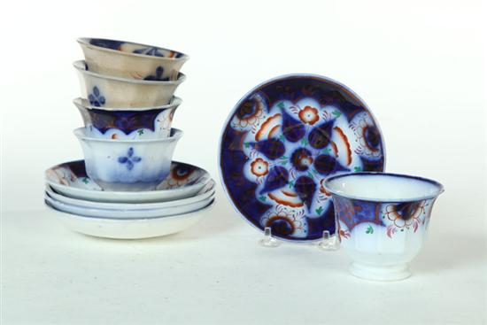 Appraisal: GROUP OF GAUDY IRONSTONE PINWHEEL PATTERN Five handless cups and