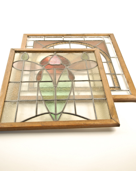 Appraisal: Two th C Leaded and Stained Glass Windows framed and