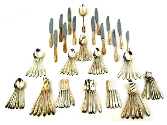 Appraisal: STERLING Gorham Lyric pattern flatware sixty-five pieces some monogrammed twelve