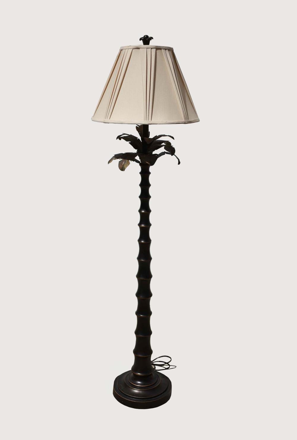 Appraisal: TOLE-PEINTE AND WOOD PALM TREE FORM FLOOR LAMPModern The turned