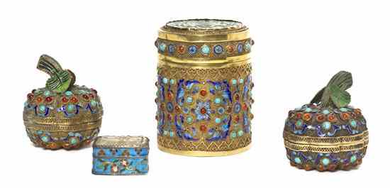 Appraisal: A Group of Four Chinese Wirework and Enamel Boxes comprising