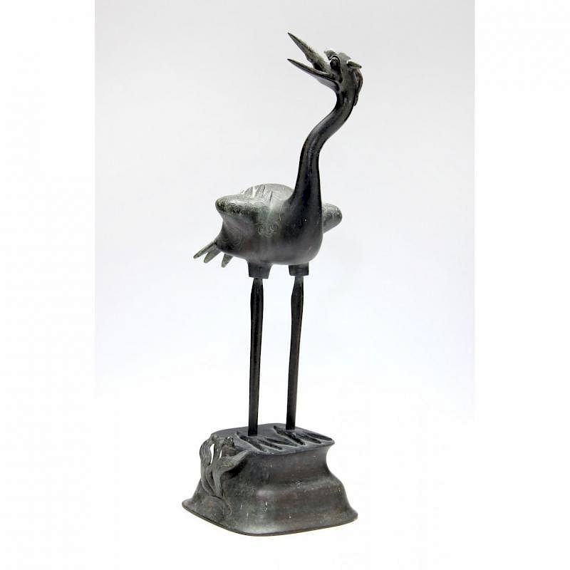 Appraisal: Meiji Period Japanese Bronze Crane late th - early th