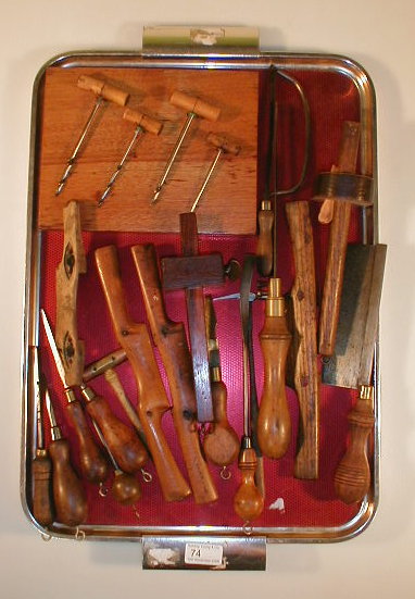 Appraisal: A collection of woodworking tools including saws bradals and spoke