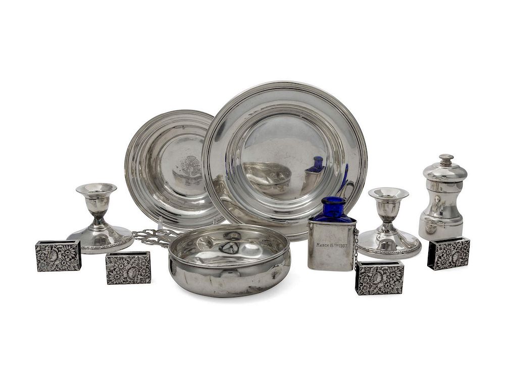 Appraisal: A Collection of Eleven American Silver Table Arti A Collection