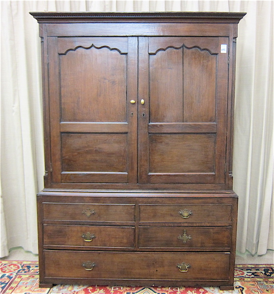 Appraisal: GEORGE III OAK CABINET-ON-CHEST English c featuring a -door cabinet