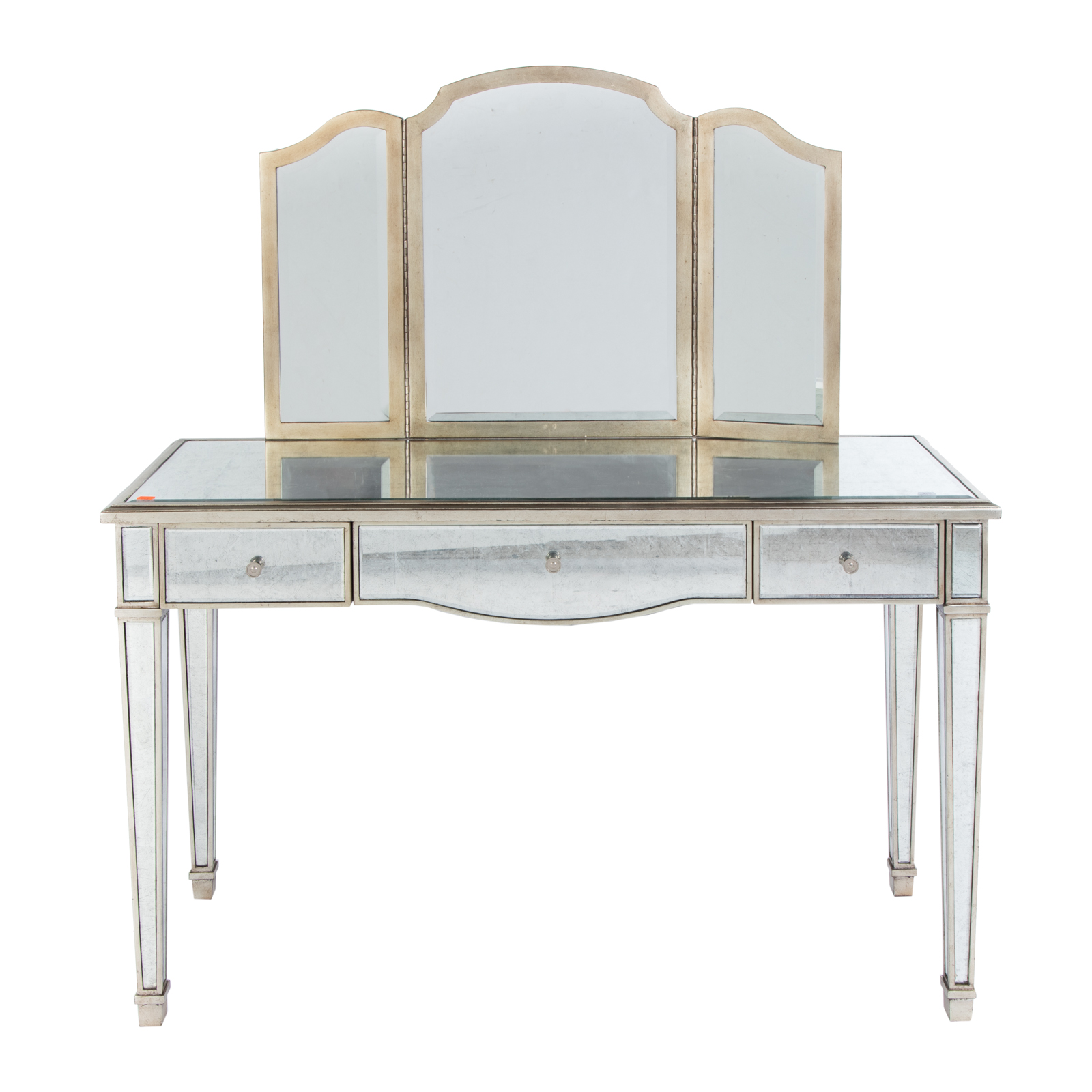 Appraisal: LILLIAN AUGUST MIRRORED VANITY CONSOLE WITH MIRROR th century Lillian