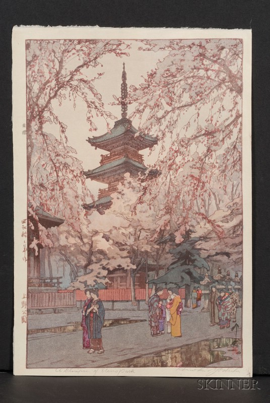 Appraisal: Yoshida Hiroshi A Glimpse of Ueno Park signed in pencil