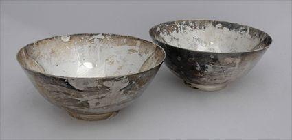 Appraisal: TWO TIFFANY CO MONOGRAMMED SILVER JOSEPH CONYERS REPRODUCTION BOWLS -