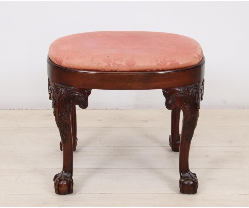 Appraisal: Kindel Chippendale style mahogany footstool h x l x w