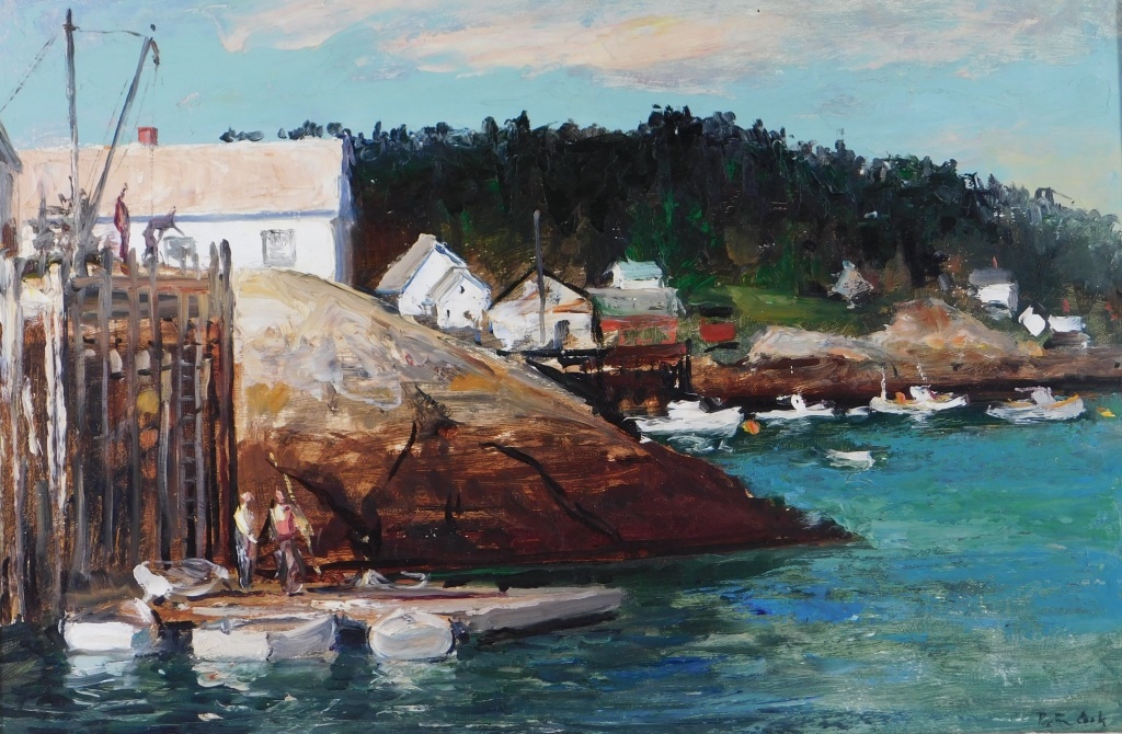 Appraisal: PETER G COOK IMPRESSIONIST COASTAL HARBOR PAINTING Maine New Jersey