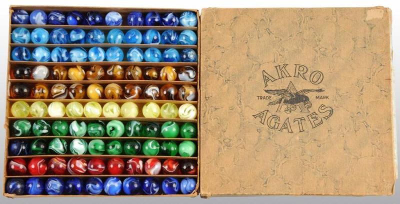 Appraisal: Original Box of Akro Agate Assorted No Marbles Description Includes