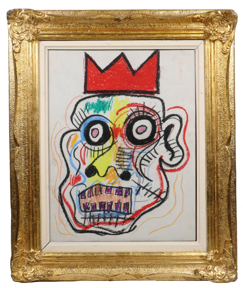 Appraisal: ATTRIBUTED TO JEAN-MICHEL BASQUIAT NY - Untitled Head oil stick