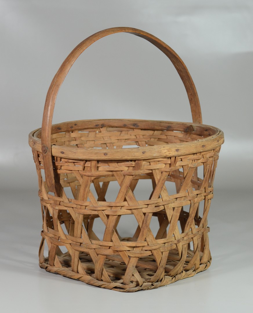 Appraisal: Open Weave Swing Handled Basket diameter sq base h RCA