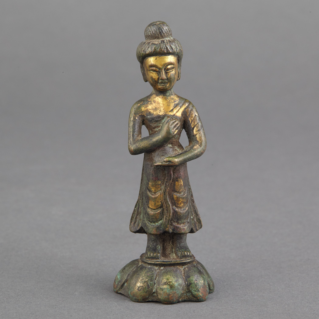 Appraisal: Chinese Gilt-Bronze Female Ming Dynasty Style Modelled standing on a