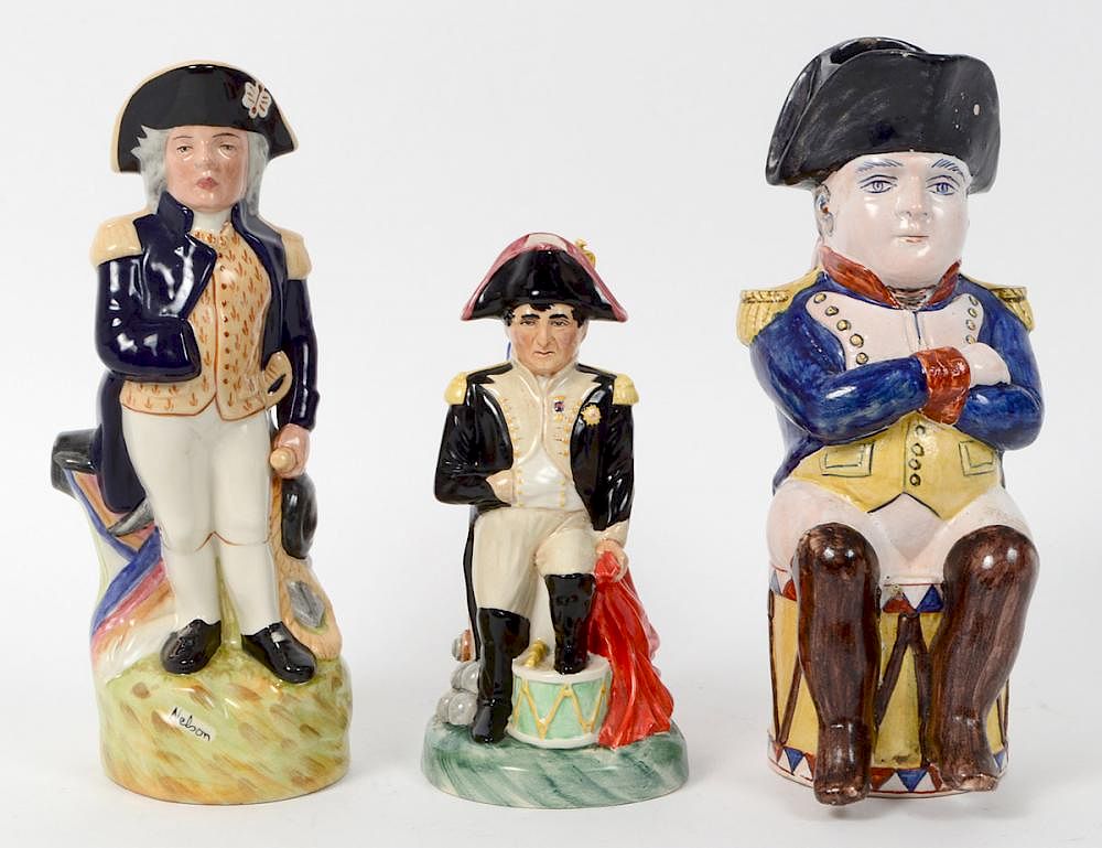 Appraisal: STAFFORDSHIRE TOBY FIGURES OF NAPOLEAN NELSON Late th th Century