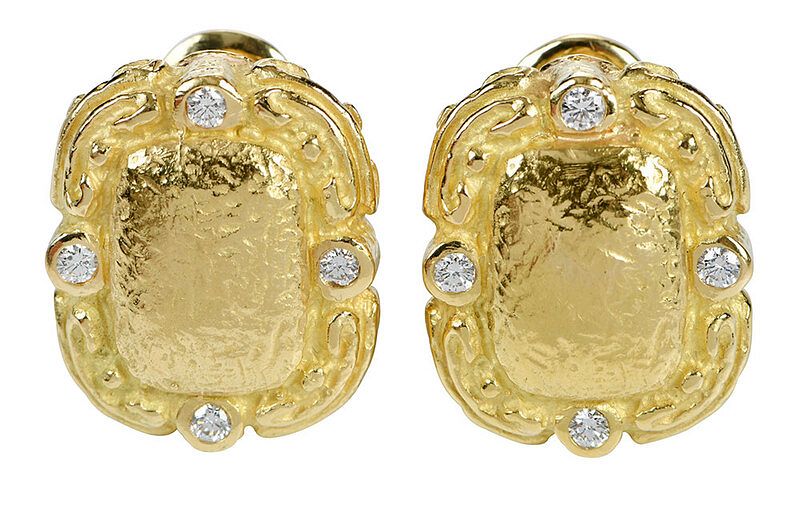 Appraisal: Katy Briscoe kt Diamond Earrings Coskey's Column design each with