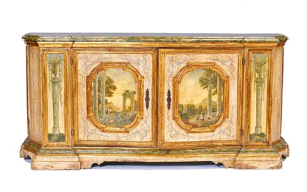 Appraisal: An Italian Baroque style parcel gilt painted and lacca povera