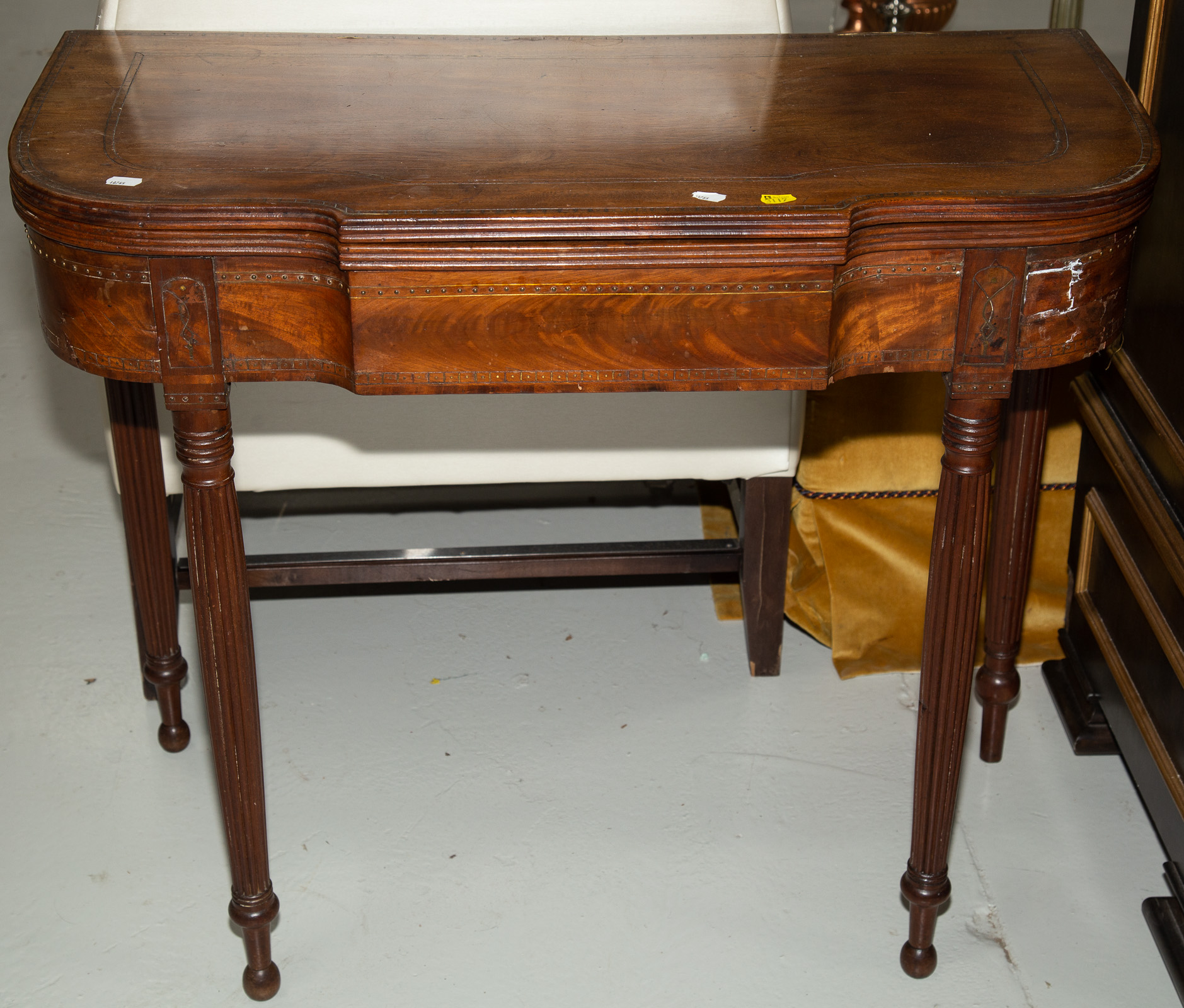 Appraisal: FEDERAL SHERATON STYLE MAHOGANY CARD TABLE Early th century with